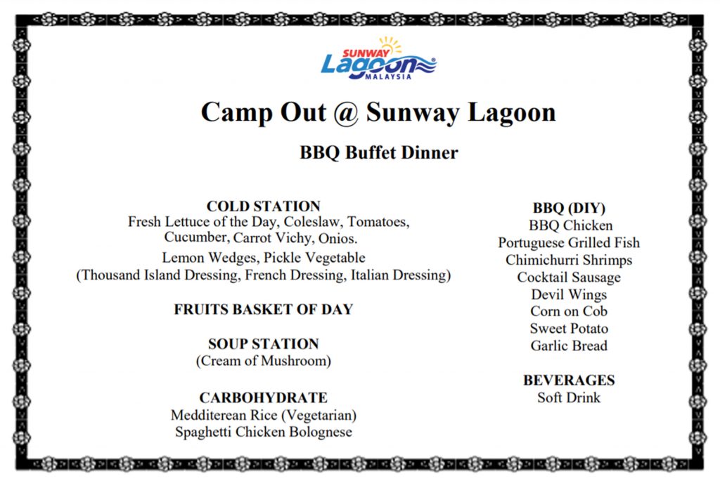 malaysia_car_camping_camp-out_sunway_lagoon-bbq_dinner_menu